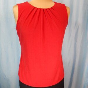 Calvin Klein Red Pleated Neck Sleeveless Career Top PM EUC